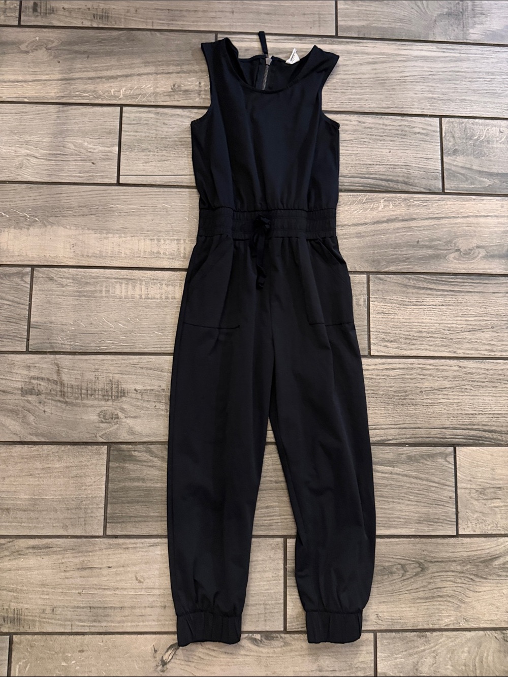 ZYIA Black Sleeveless Drawstring Waist Jumpsuit